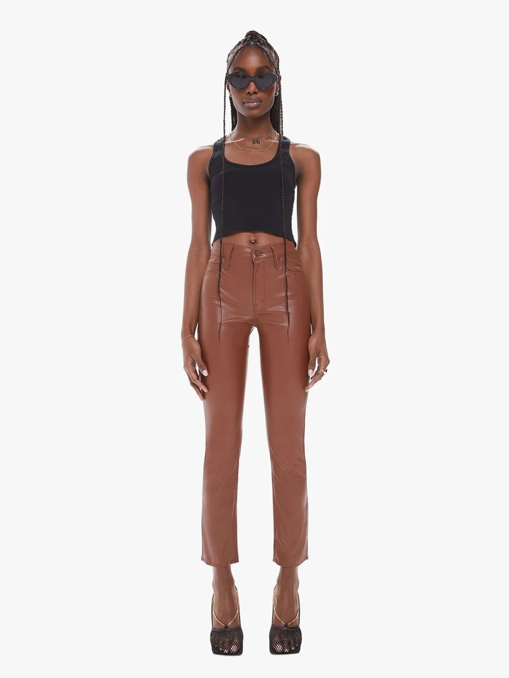 NWT MOTHER The Mid Rise Dazzler Ankle Friar Brown Pants Size 27